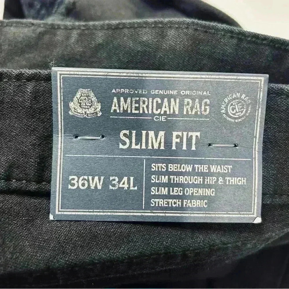 American Rag Men Jeans Shadow Dark Black 36Wx34L Slim Fit Distressed Stretch NWT - Picture 12 of 16
